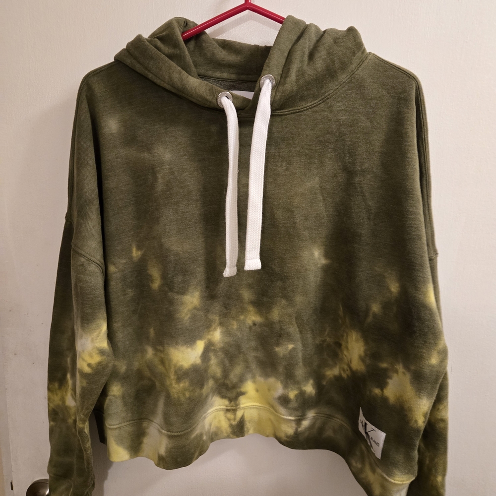 Calvin Klein Olive Tie-Dye Women's Hoodie Sweater Size L